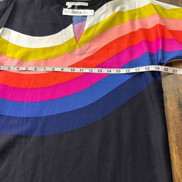 NWT Trina Turk Honolulu Dress Black rainbow Sz XS caftan - Picture 9 of 11